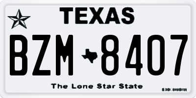 TX license plate BZM8407