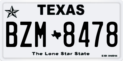 TX license plate BZM8478