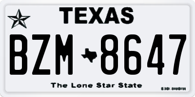 TX license plate BZM8647