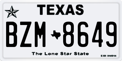 TX license plate BZM8649