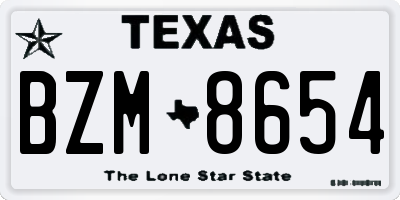 TX license plate BZM8654
