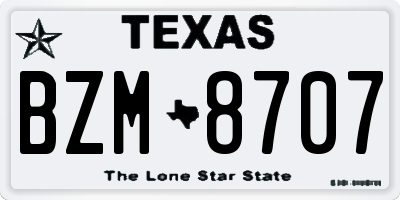 TX license plate BZM8707