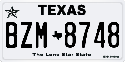 TX license plate BZM8748