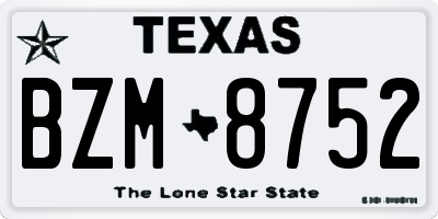 TX license plate BZM8752