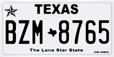 TX license plate BZM8765
