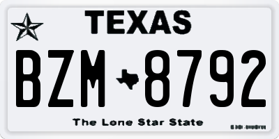 TX license plate BZM8792
