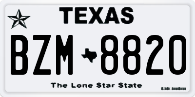 TX license plate BZM8820