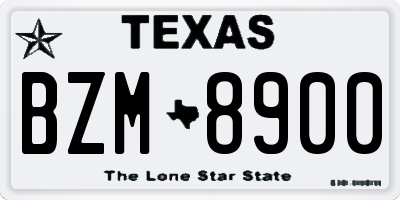 TX license plate BZM8900