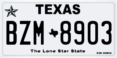 TX license plate BZM8903