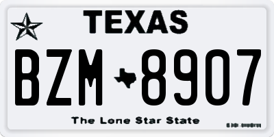 TX license plate BZM8907