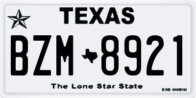 TX license plate BZM8921
