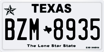 TX license plate BZM8935
