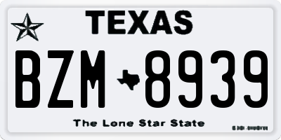 TX license plate BZM8939