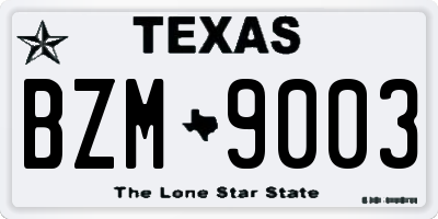 TX license plate BZM9003