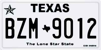 TX license plate BZM9012