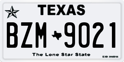 TX license plate BZM9021