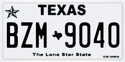 TX license plate BZM9040