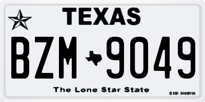 TX license plate BZM9049