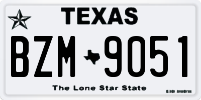 TX license plate BZM9051