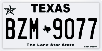 TX license plate BZM9077