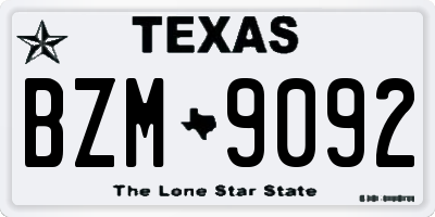 TX license plate BZM9092