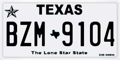 TX license plate BZM9104