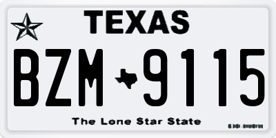 TX license plate BZM9115