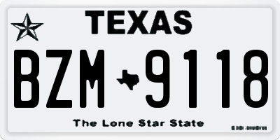 TX license plate BZM9118