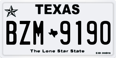 TX license plate BZM9190