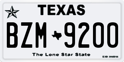 TX license plate BZM9200