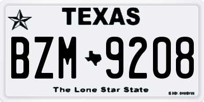 TX license plate BZM9208