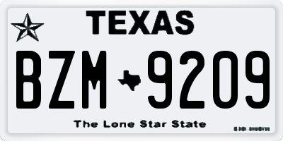 TX license plate BZM9209