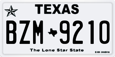 TX license plate BZM9210