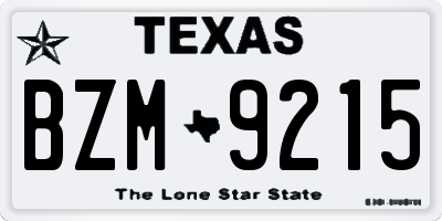 TX license plate BZM9215