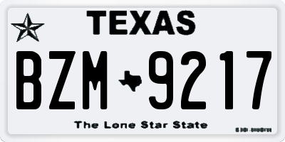 TX license plate BZM9217