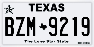TX license plate BZM9219