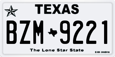 TX license plate BZM9221