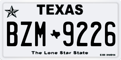 TX license plate BZM9226