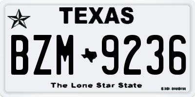TX license plate BZM9236