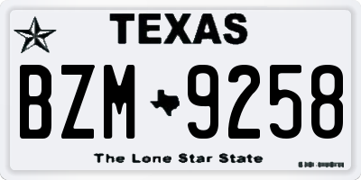 TX license plate BZM9258