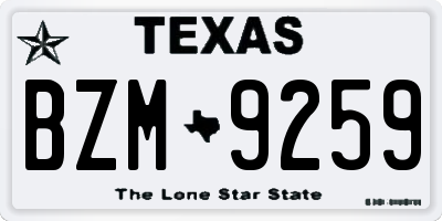 TX license plate BZM9259