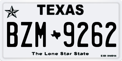 TX license plate BZM9262