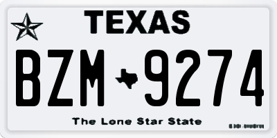 TX license plate BZM9274