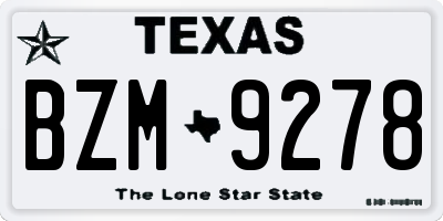 TX license plate BZM9278