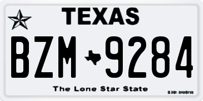 TX license plate BZM9284