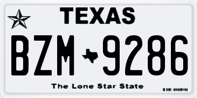 TX license plate BZM9286