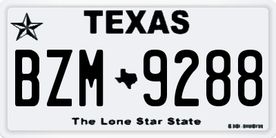 TX license plate BZM9288