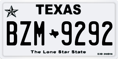 TX license plate BZM9292
