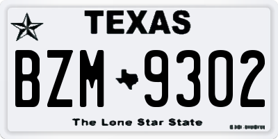 TX license plate BZM9302