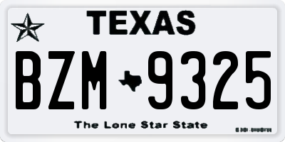 TX license plate BZM9325